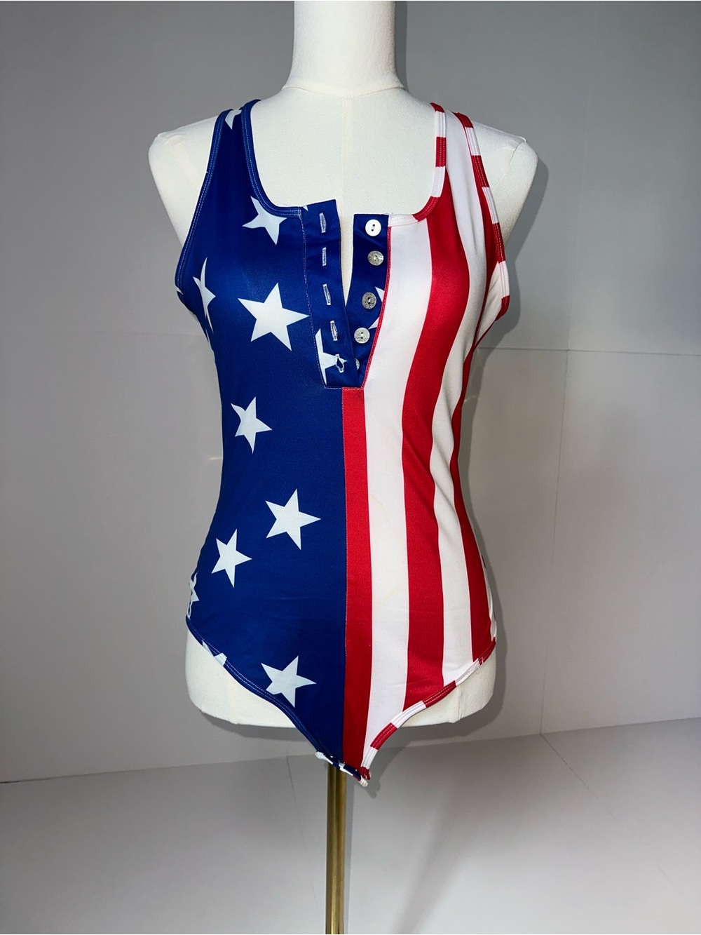 4th of July | ReoRia Red White & Blue Flag-Print Romper